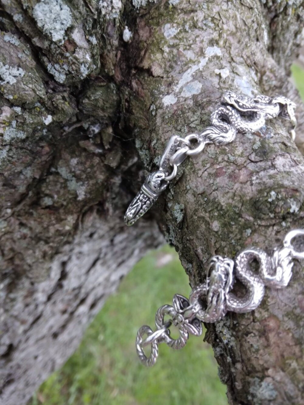 Artisan of Bali Sterling Silver Dragon Link Bracelet 7.5 Inches Adjustable - Picture 10 of 13